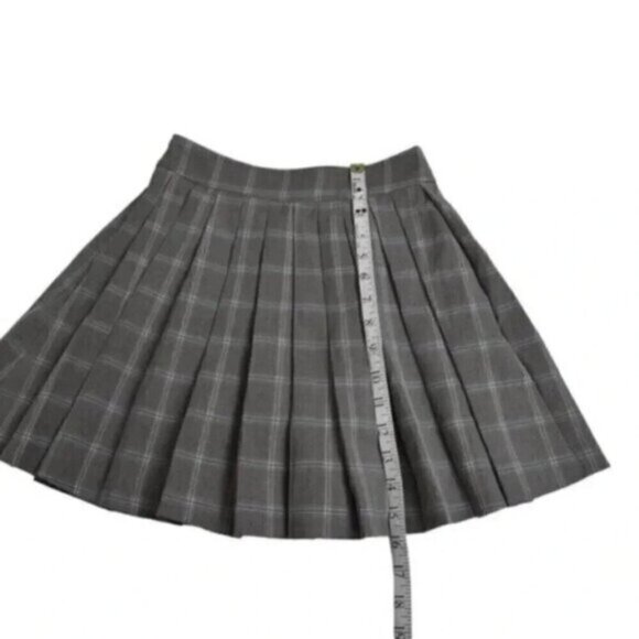 J.ING School Girl Plaid Checkered Pleated Skirt Gray Size XS - Picture 9 of 10